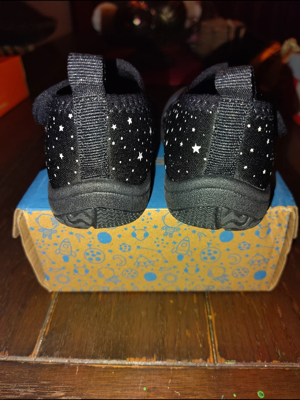 SK Six Toddlers Black Star Slip-On Shoes